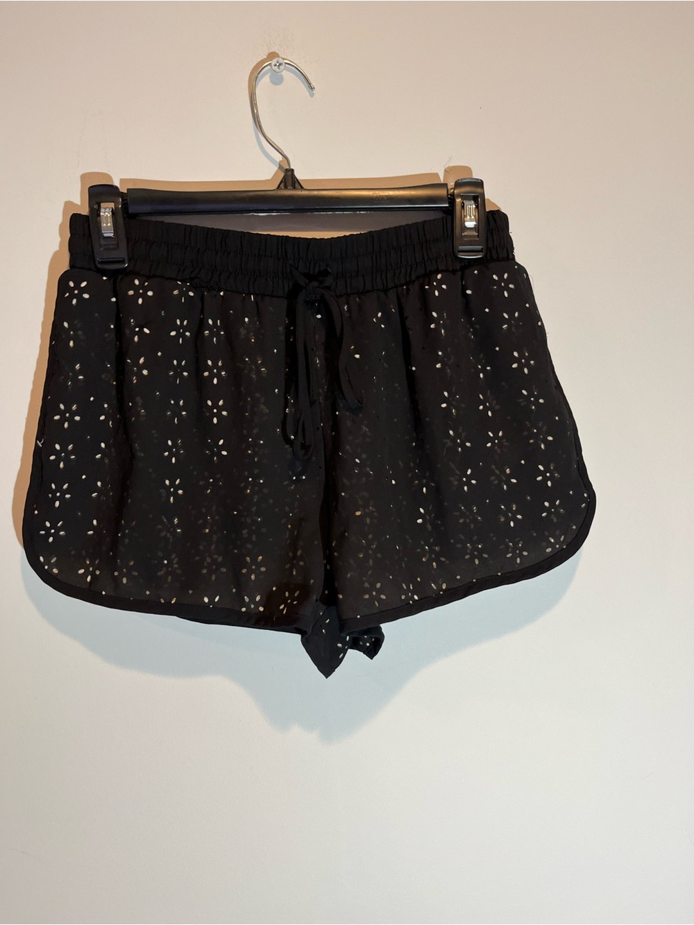 Love  21 Black Eyelet Drawstring Athletic Shorts